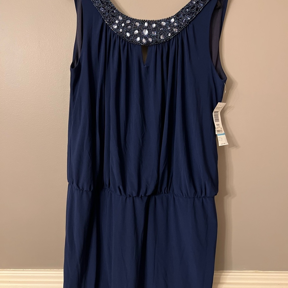 Onyx Nite Navy Blue Women's Plus Size Evening Cocktail Dress 16W *NWT*
